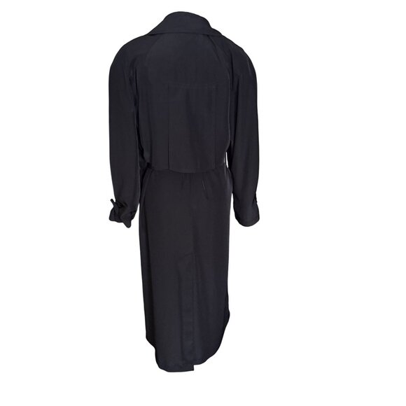 Utex Vintage Black Double-Breasted Trench Coat With Belted Waist & Side Pockets - Picture 5 of 8